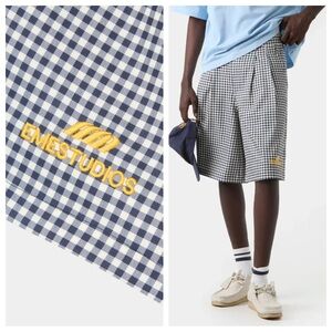NWOT EME Studios Jayde Navy Gingham Vichy Shorts EU 42:US 32 Streetwear MSRP $99